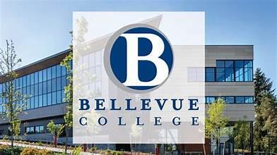 Bellevue College logo superimposed upon a photograph of one of the college buildings.