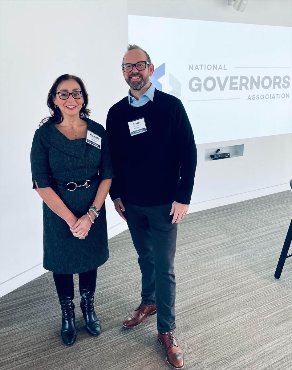CCoE Director Brent Lundstrom and NCyTE Executive Director Michele Robinson attend the NGA Cybersecurity Forum